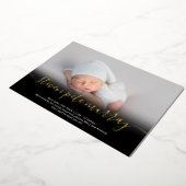 Name-Skript Gold-Foto-Geburtsankündigung Folieneinladung (Gedreht)