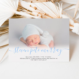 Name Skript Herz Foto Blue Junge Geburt Ankündigung