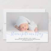 Name Skript Herz Foto Blue Junge Geburt Ankündigung (Vorderseite)