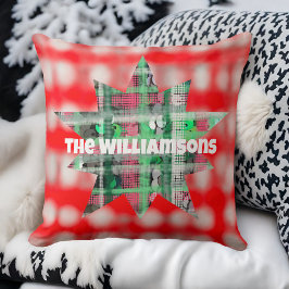 Name Skript Himmelsstar kariert rot grün Kissen