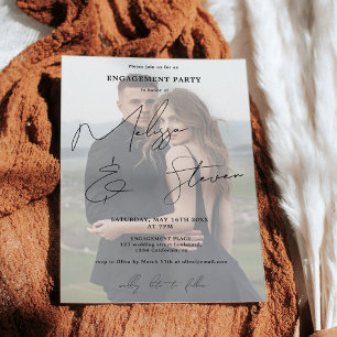 Name Skriptkalligrafie Foto mit schwarzer Verlobun Einladung