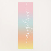 Name Skripttext Gradient Ombre Orange Pink Blau Yogamatte (Vorderseite)