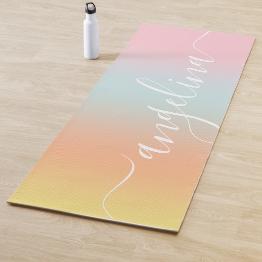 Name Skripttext Gradient Ombre Orange Pink Blau Yogamatte (Beispiel)