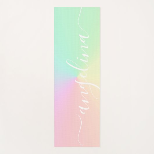 Name Skripttext Med Gradient Ombre Rainbow Yogamatte (Vorderseite)
