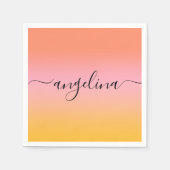 Name Skripttext Monogram Gradient Ombre Orange Serviette (Vorderseite)