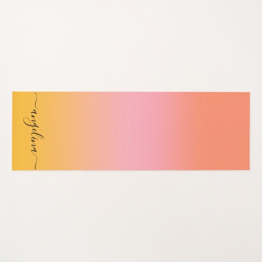 Name Skripttext Monogram Gradient Ombre Orange Yogamatte (Vorderseite (Horizontal))