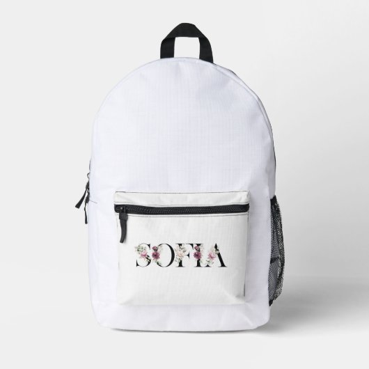 Name Sofia. Bedruckter Rucksack (Vorderseite)