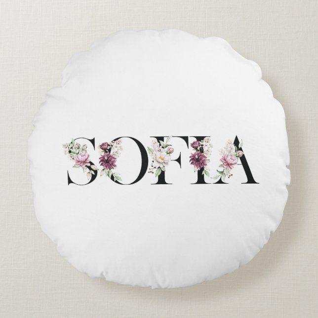 Name Sofia.Mein Name ist Sofia. Rundes Kissen (Vorderseite)