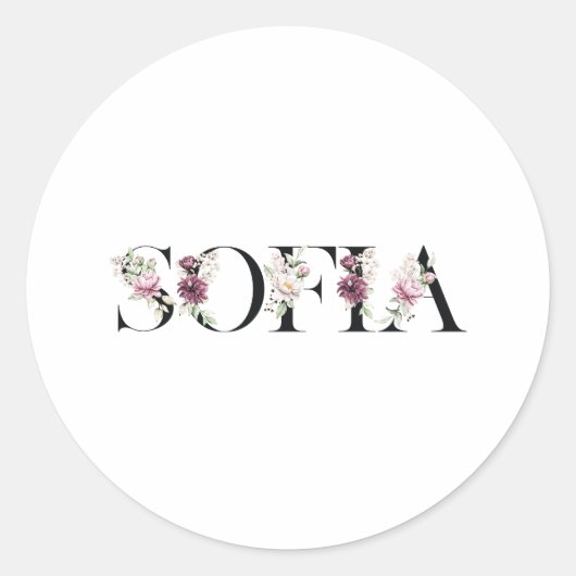 Name Sofia. Runder Aufkleber (Vorderseite)