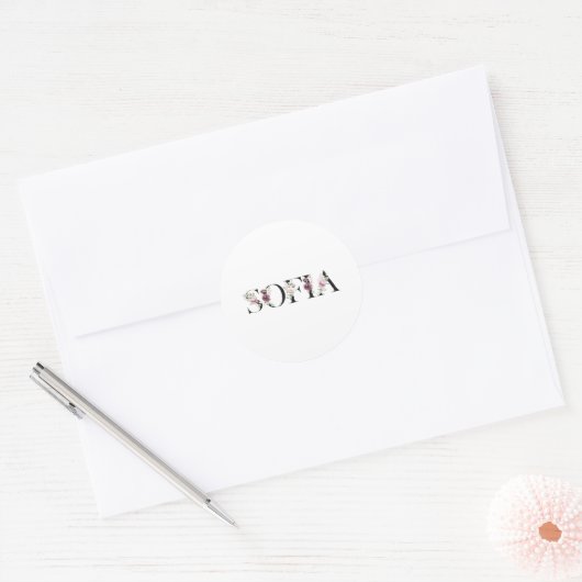 Name Sofia. Runder Aufkleber (Umschlag)