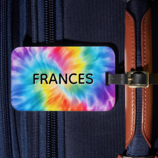 Name Soft Regenbogen Wirbel Tie Dye Gepäckanhänger (Vorderseite Insitu 4)