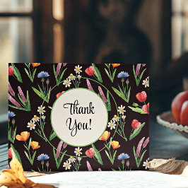 Name, Sommer-Wildblumen Moderne Farben Dankeskarte