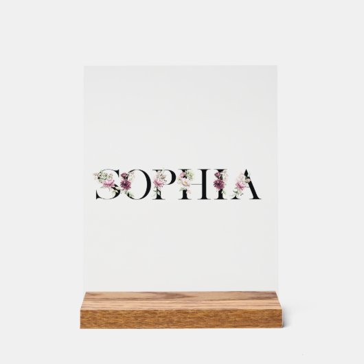 Name Sophia Acrylschild (Vorderseite)