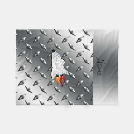 Name Space Shuttle Silber Diamantblech Stahl Fleecedecke (Vorderseite (Horizontal))