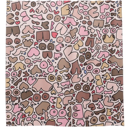 Name Spaß neutrales Brustmuster Duschvorhang (Vorderseite)