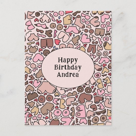 Name Spaß neutrales Brustmuster Postkarte (Vorderseite)