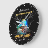 Name Speed Shop Slogan Hotrod Burnout Black Große Wanduhr (Winkel)