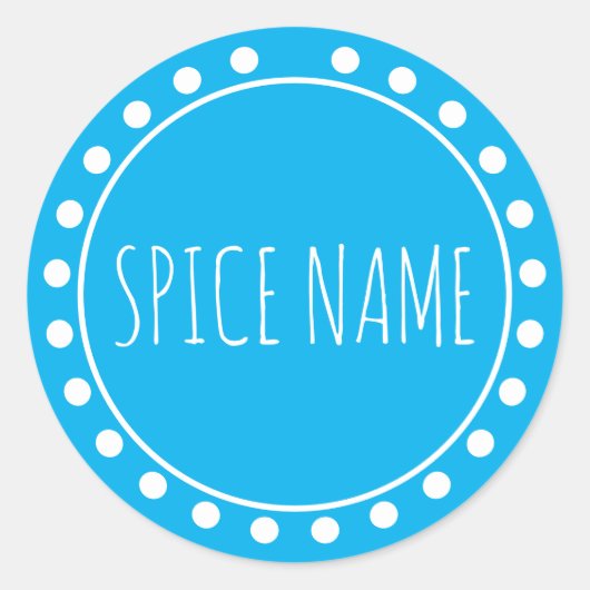 Name Spice Jar Label Aquamarin hinzufügen Runder Aufkleber (Vorderseite)