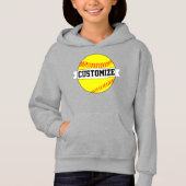 Name, Spielername und Nummer des Softballteams Hoodie (Vorderseite)