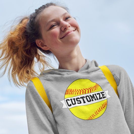 Name, Spielername und Nummer des Softballteams Hoodie