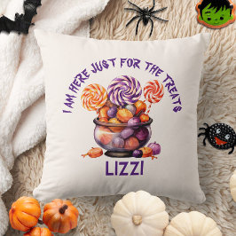 Name Spooky Pumpkin Lila Orange Kids Halloween Kissen