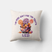 Name Spooky Pumpkin Lila Orange Kids Halloween Kissen (Rückseite)