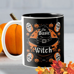 Name Spooky Skull Pumpkin Vintag Hexenmeister Zweifarbige Tasse