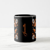 Name Spooky Skull Pumpkin Vintag Hexenmeister Zweifarbige Tasse (Mittel)