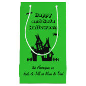 Name, Spuk House Halloween Lime Green Kleine Geschenktüte (Vorderseite)