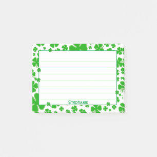 Name: St Patrick's Green Random Kleeblatt Muster Post-it Klebezettel