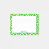 Name: St Patrick's Green/White Kleeblatt Muster Post-it Klebezettel (Vorderseite)