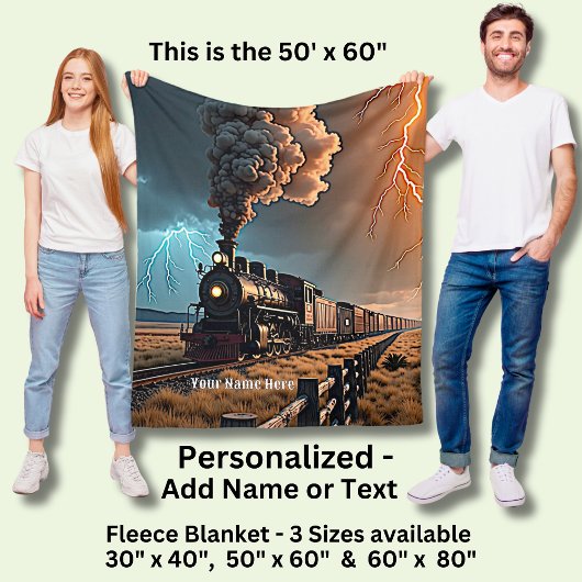Name Steam Train Motor in einem Sturm hinzufügen Fleecedecke