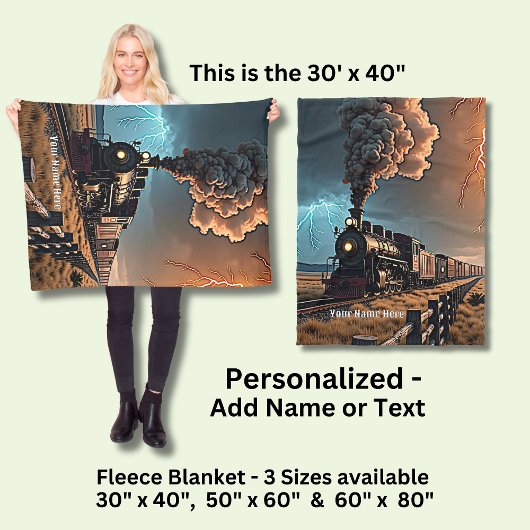 Name Steam Train Motor in einem Sturm hinzufügen Fleecedecke