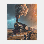 Name Steam Train Motor in einem Sturm hinzufügen Fleecedecke (Vorderseite)