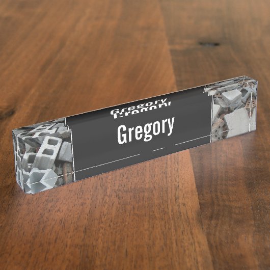 Name + Steine & Blöcke Abriss Trümmer Namensplakette (Seite)