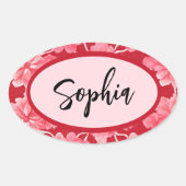 Name Sticker Personalized Pink Floral (Vorderseite)