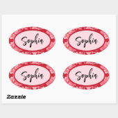 Name Sticker Personalized Pink Floral (Blatt)