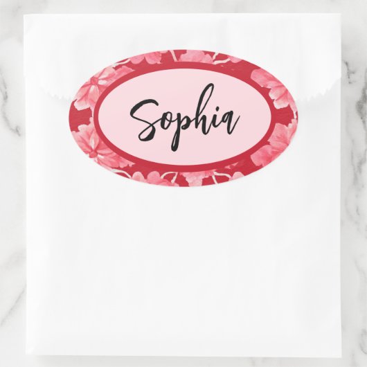 Name Sticker Personalized Pink Floral (Tasche)