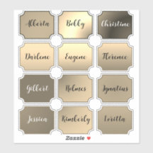 Name Sticker Set Elegante Farben