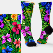 Name, stilisierte tropische Blume und Blätter hinz Socken