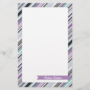 Name-Streifen-Briefpapier lila Briefpapier