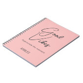 Name, Stylish Good Vibes Spanisch Pink Spiral Notizblock (Linke Seite)
