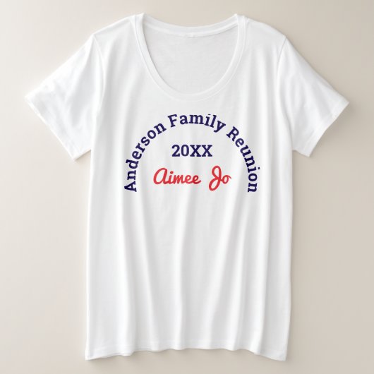 Name || Stylish Matching Family Reunion White Große Größe T-Shirt (Design vorne)