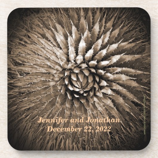 Name, Südwest Agave Sepia Tan Brown Getränkeuntersetzer (Vorderseite)