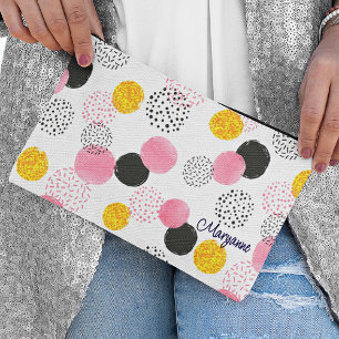 Name, Süßer Chic Abstrakter Muster Schwarz Pink Go Zubehörtasche