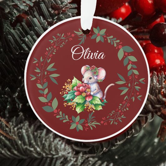 Name Sweet Mouse Burgundy Weihnachten Ornament
