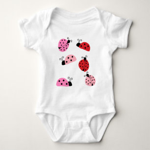 Name Sweet Niedlich Pink Red Ladybug Cartoon Baby Strampler