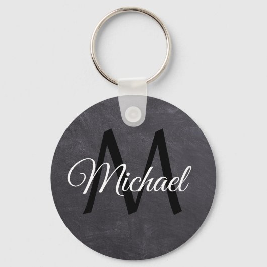 Name, Tafel, Schwarzweiß-Text Schlüsselanhänger (Vorderseite)