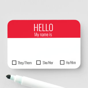 Name Tag Abzeichen einschließlich Pronoun Choice Namensschild