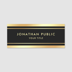 Name Tag Black Gold Moderne Personalisierte Vorlag Namensschild